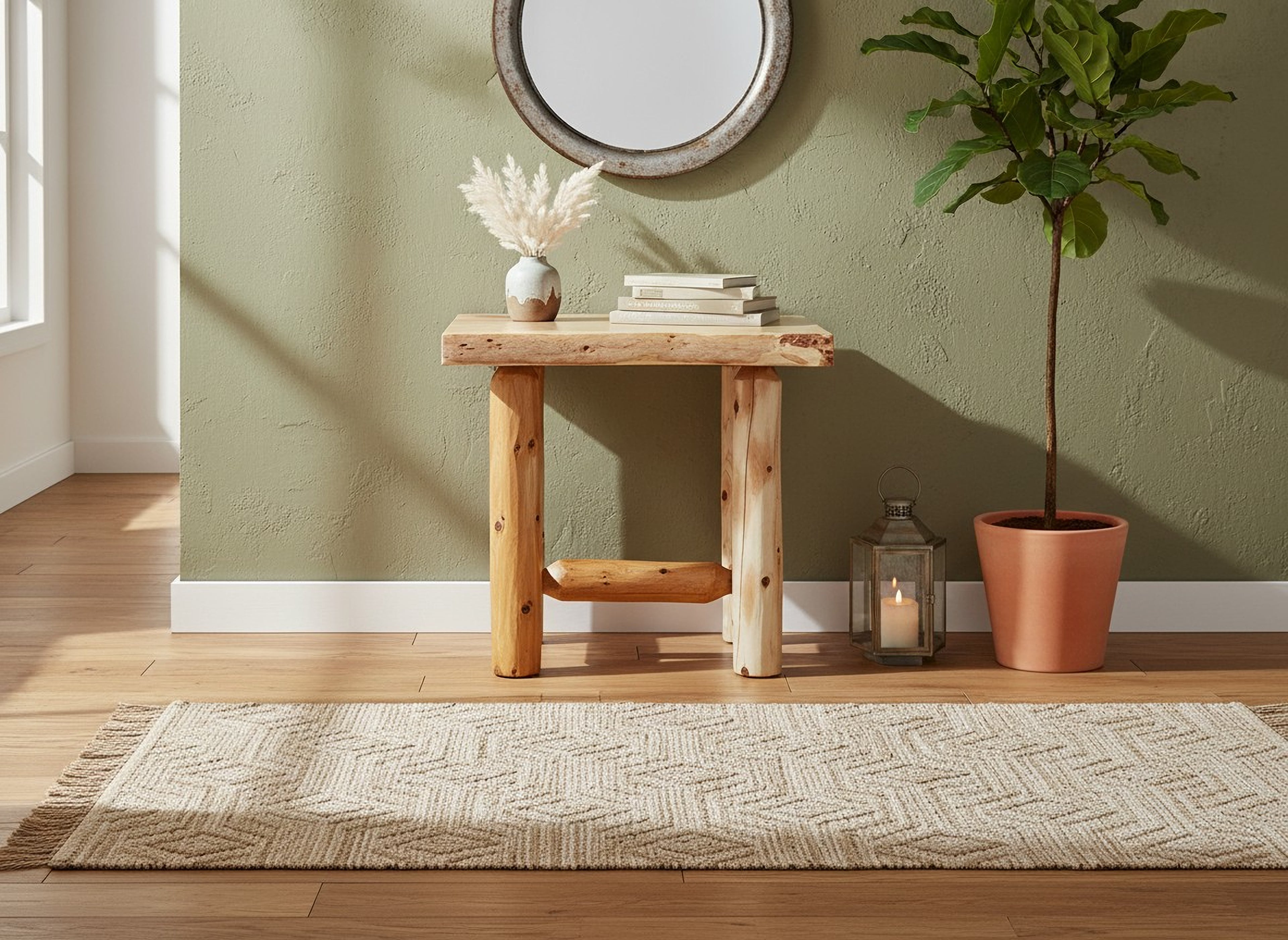 Rustic Log End Table