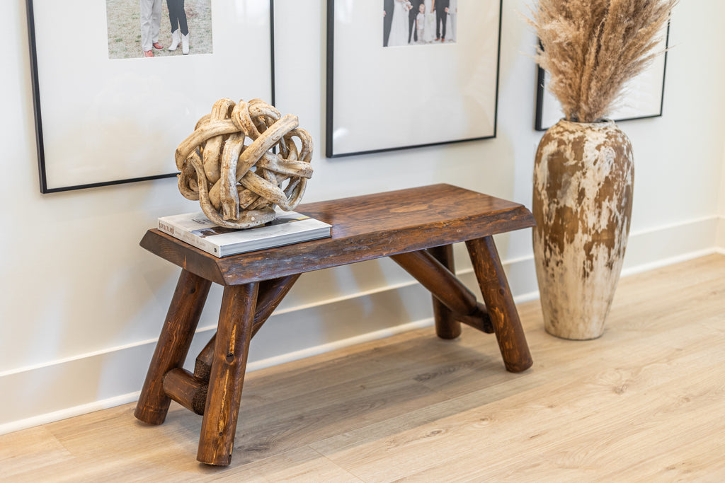 3' Rustic Log Bench
