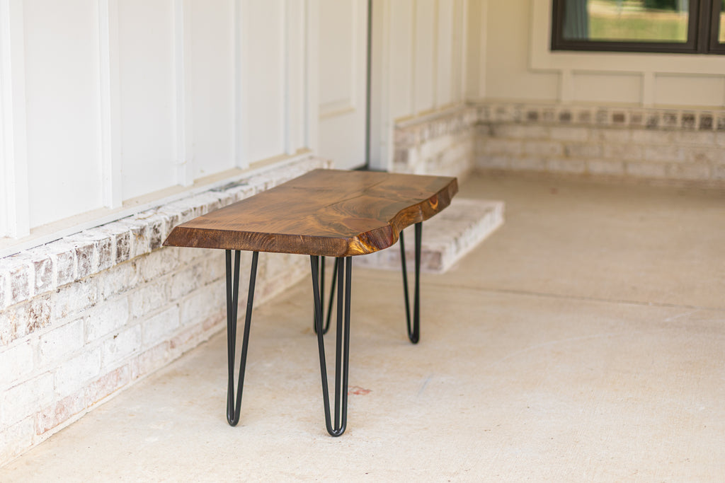 Hairpin Leg 4' Live Edge Wooden Bench