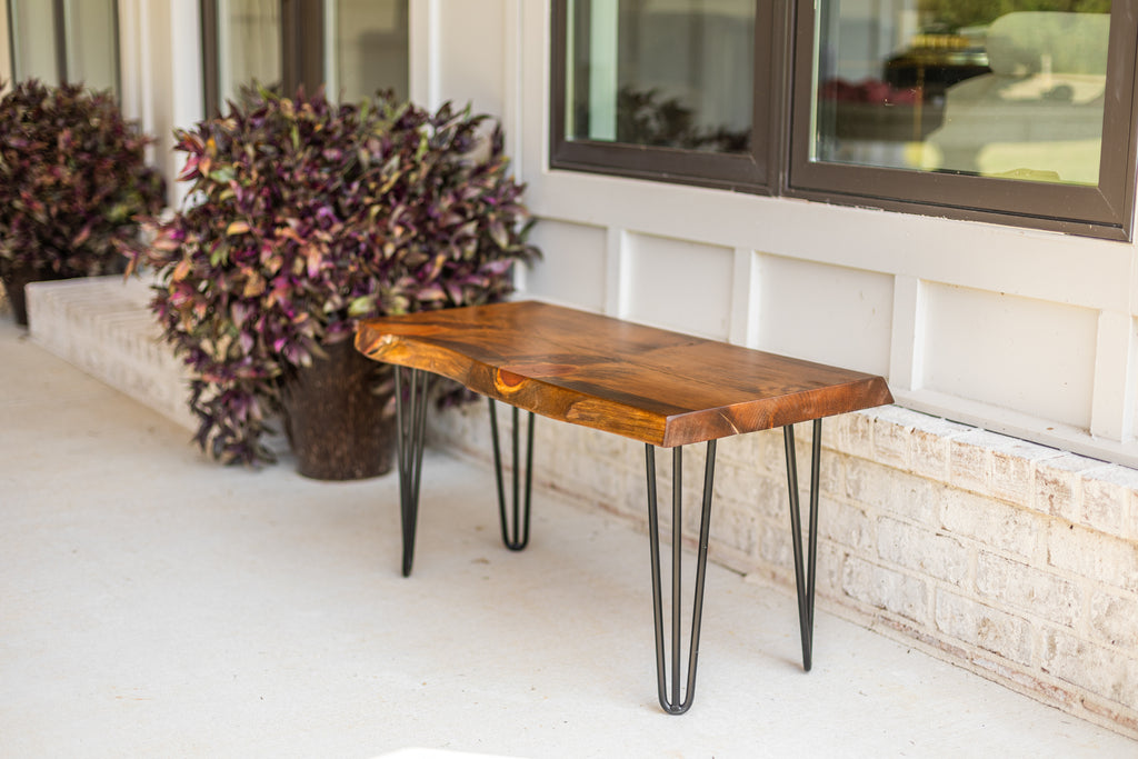 Hairpin Leg 4' Live Edge Wooden Bench