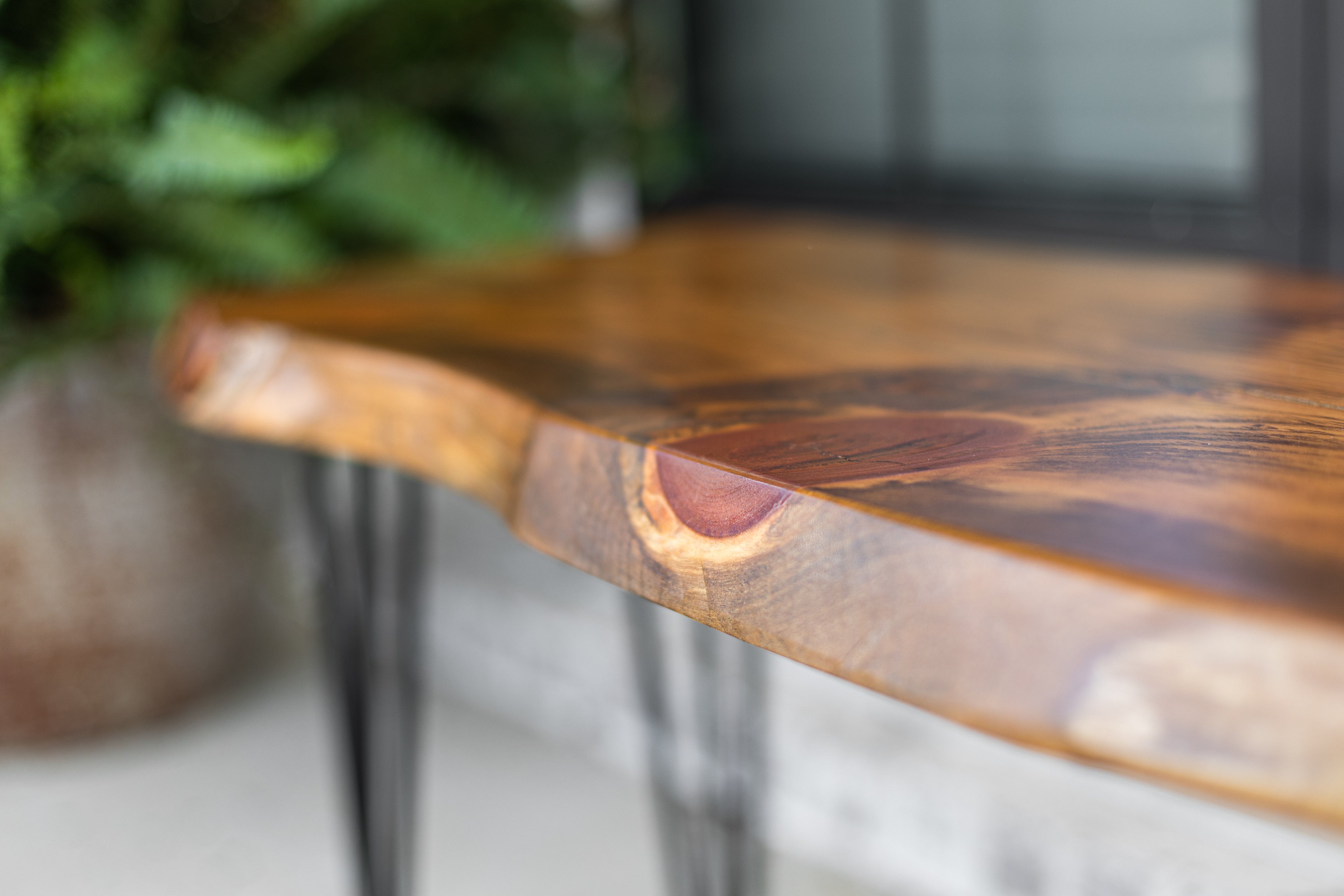 Hairpin Leg 4' Live Edge Wooden Bench