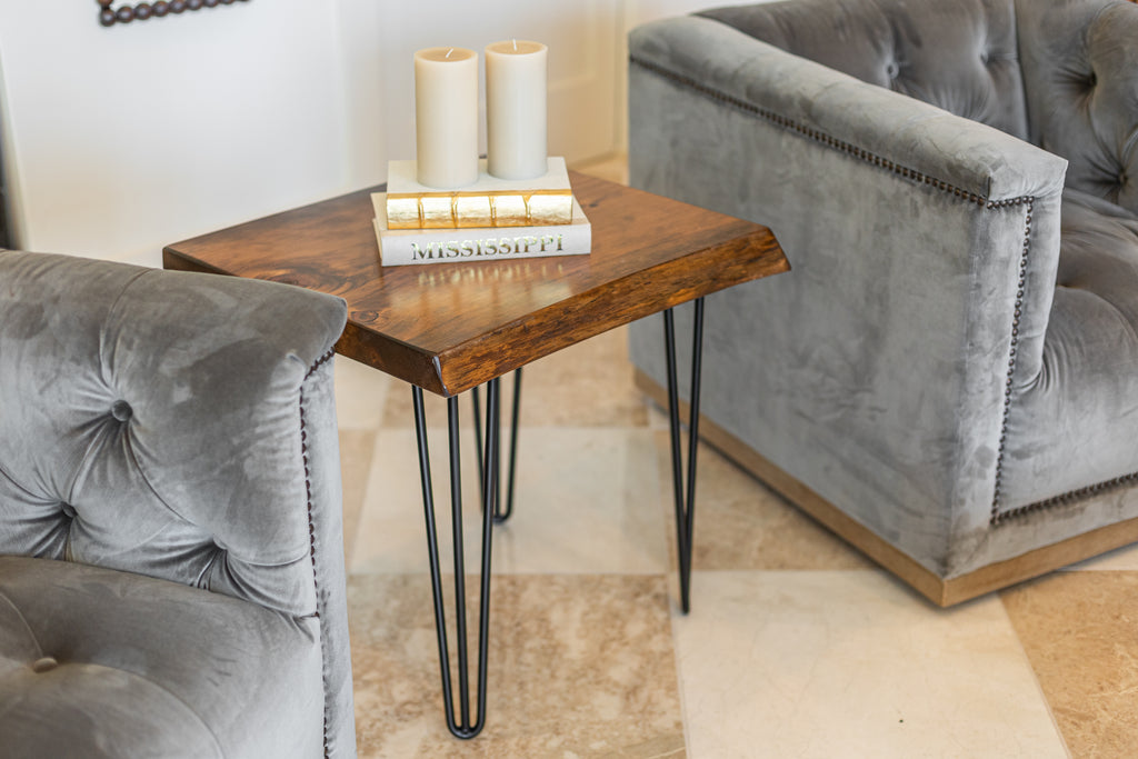 Hairpin Leg Live Edge End Table