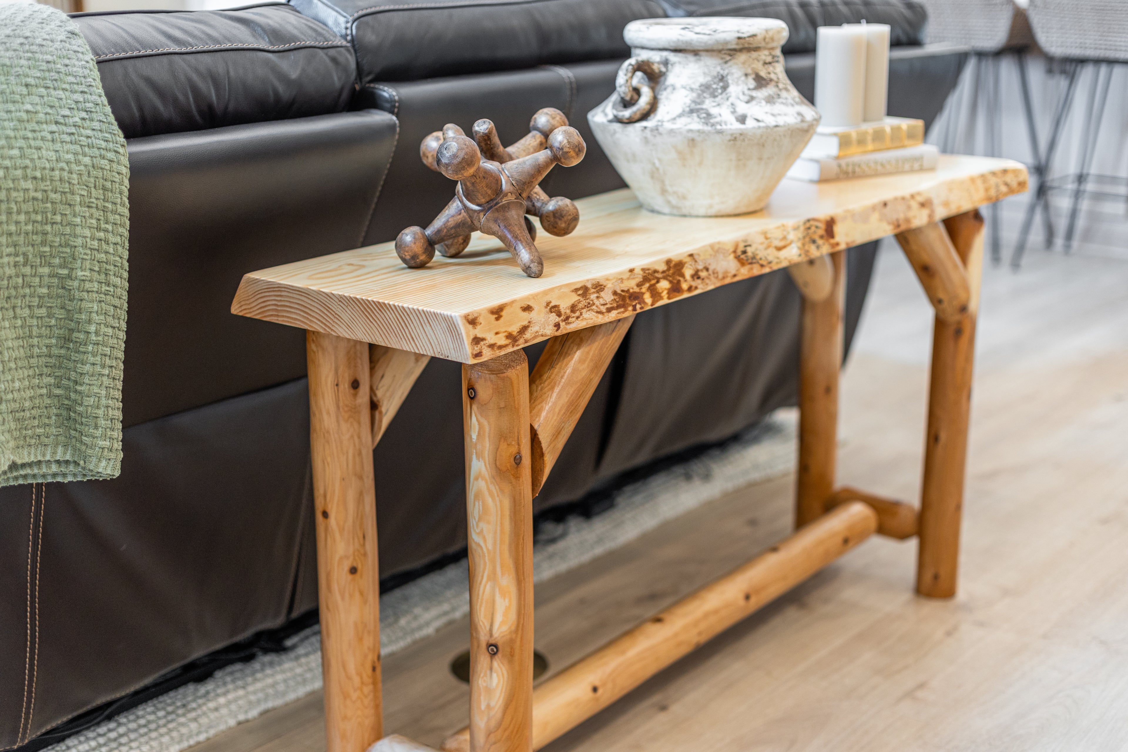 Rustic Log Sofa Table
