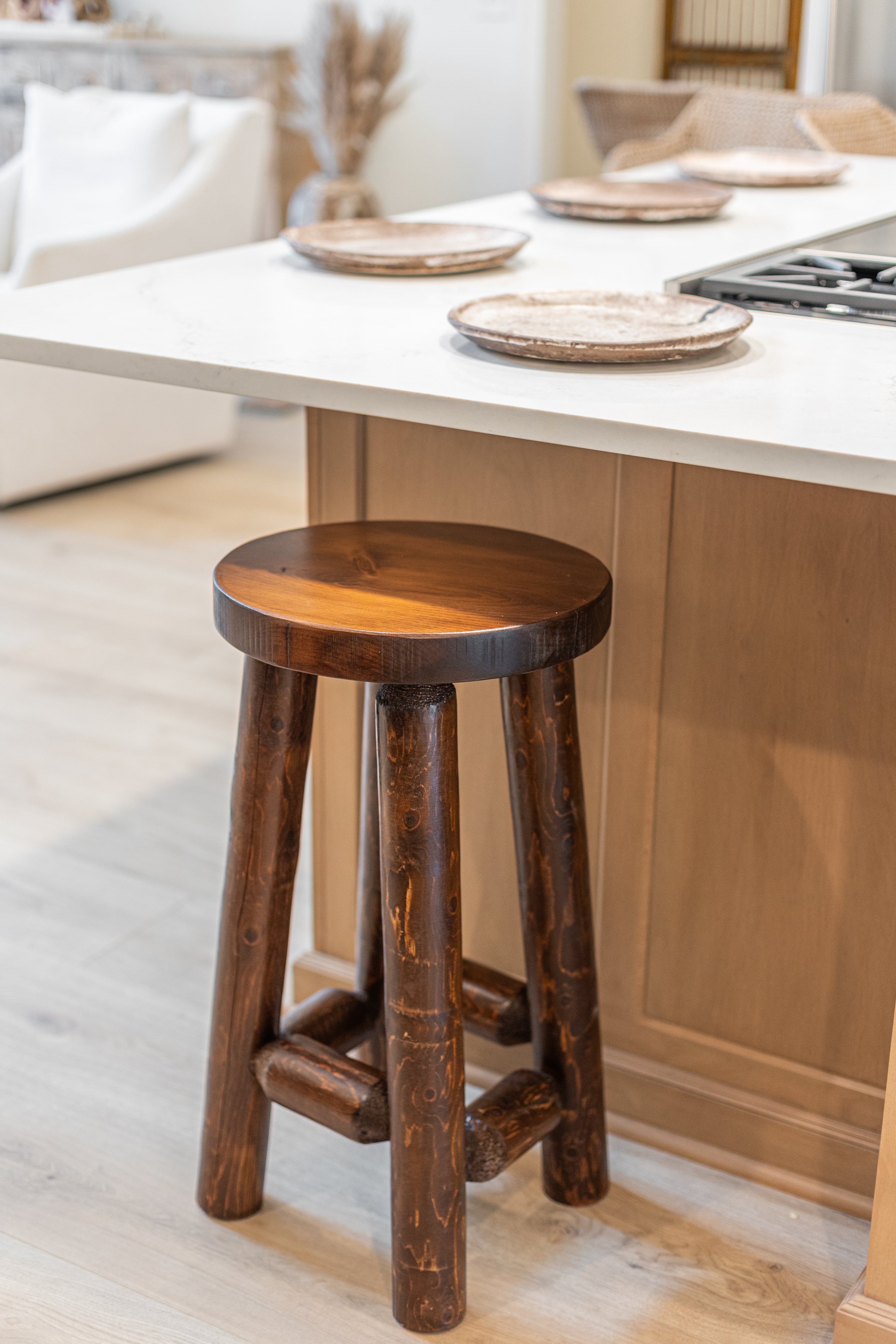 Rustic Log Bar Stool