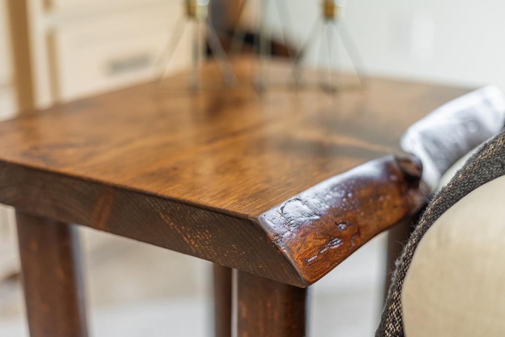 Rustic Log Live Edge Wooden Nightstand