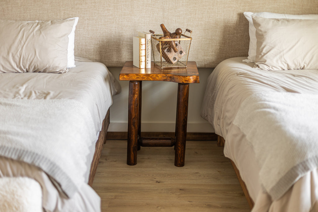 Rustic Log Live Edge Wooden Nightstand