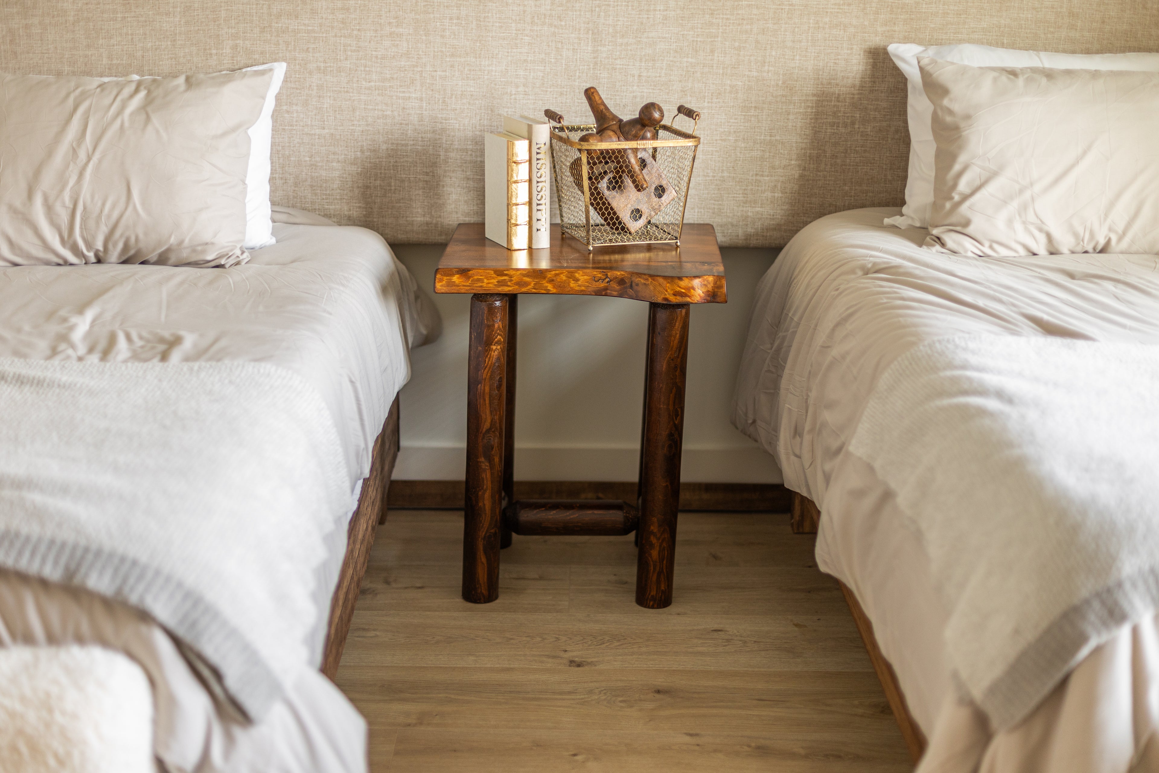 Rustic Log Live Edge Wooden Nightstand