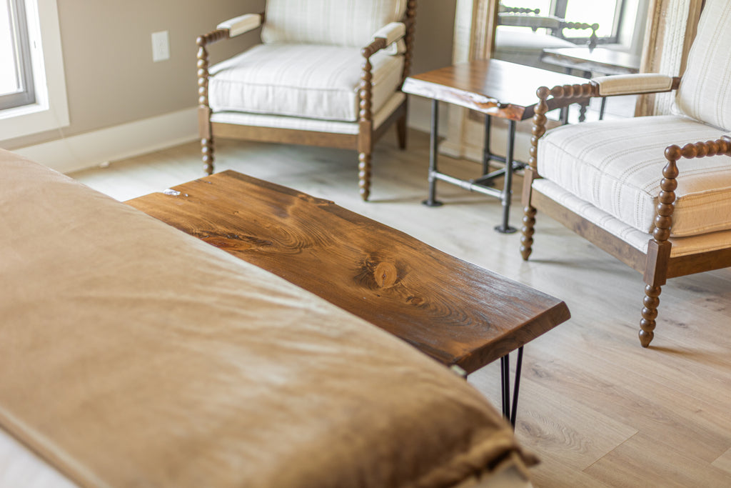 Hairpin Leg 4' Live Edge Wooden Bench