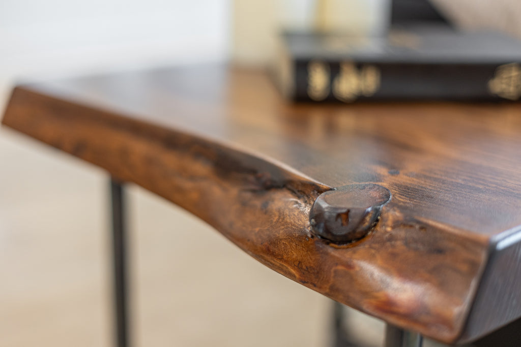 Industrial Pipe Live Edge End Table