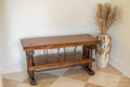 Rustic Log Live Edge TV Stand with Shelf