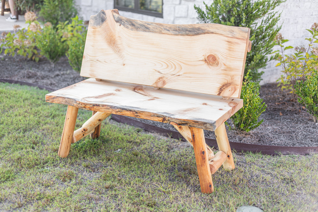 Rustic Log Bench with Back Rest