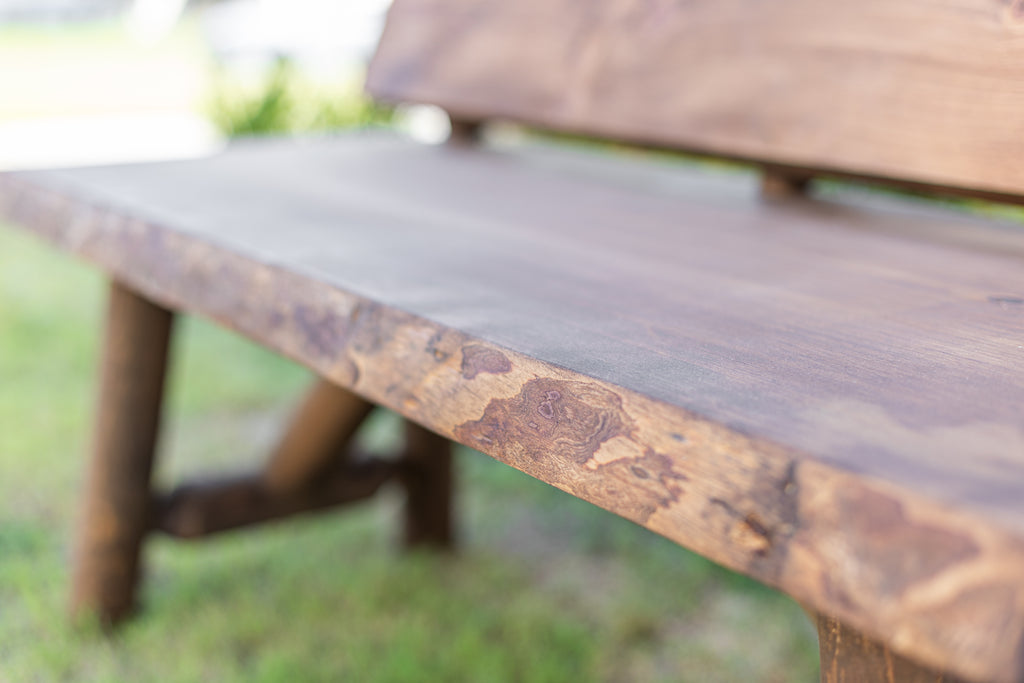 Rustic Log Bench with Back Rest