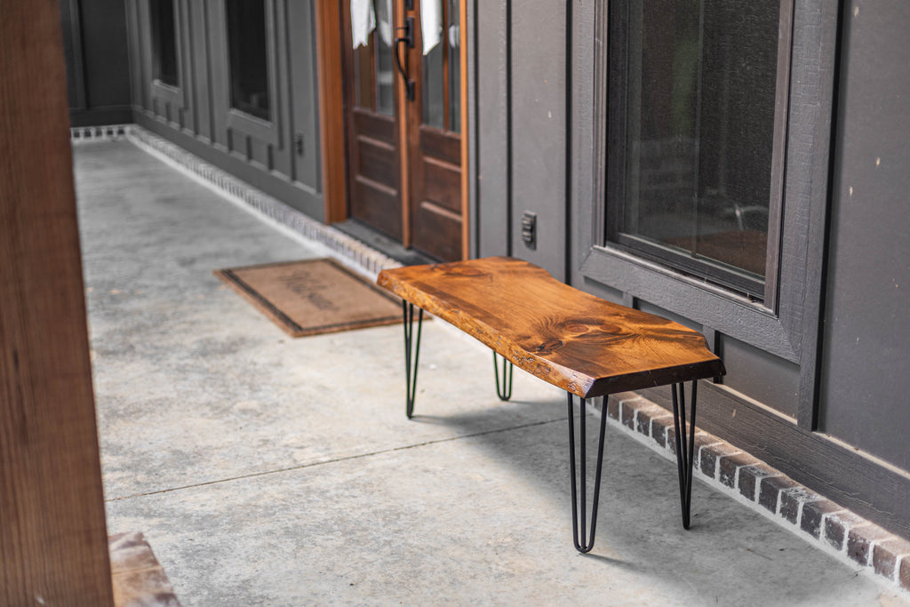 Hairpin Leg 3' Live Edge Bench