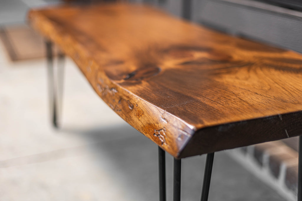 Hairpin Leg 4' Live Edge Wooden Bench