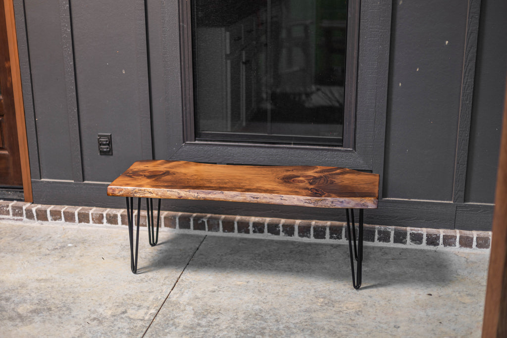 Hairpin Leg 4' Live Edge Wooden Bench