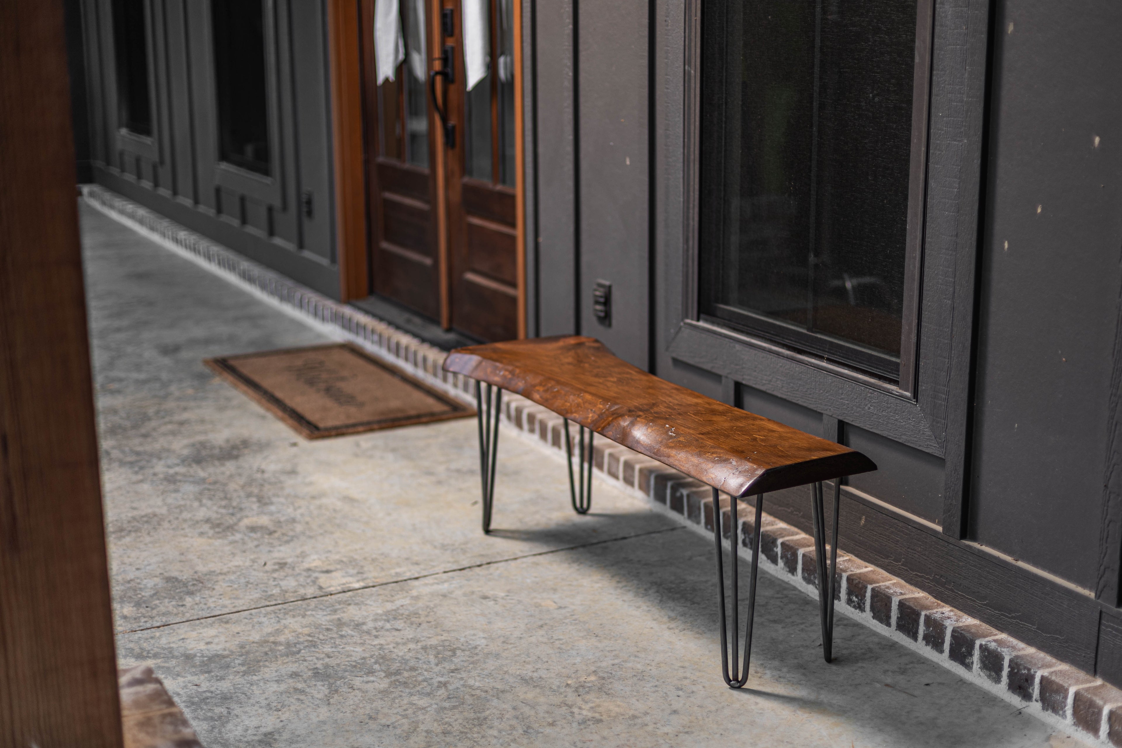 Hairpin Leg 4' Live Edge Wooden Bench