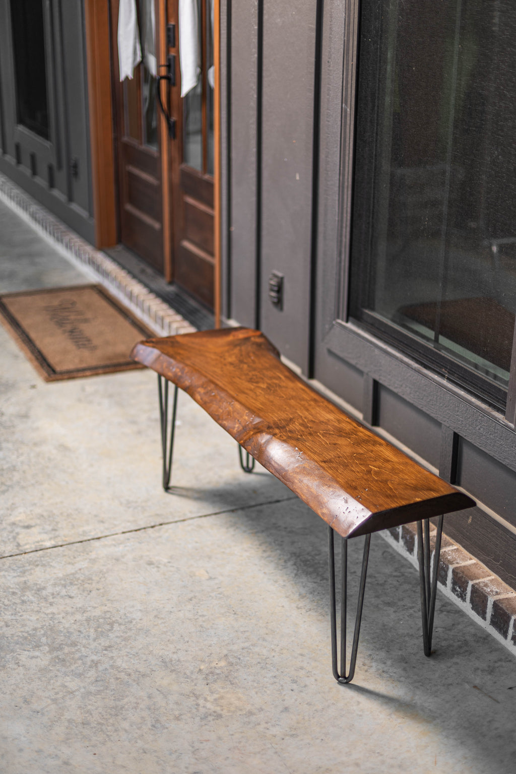 Hairpin Leg 4' Live Edge Wooden Bench