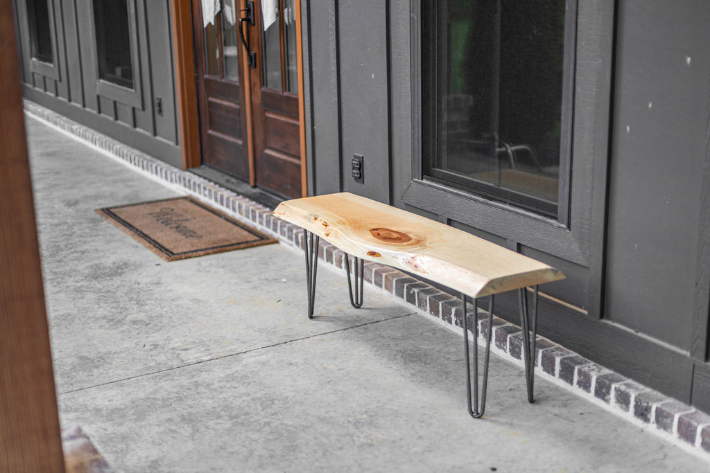 Hairpin Leg 4' Live Edge Wooden Bench