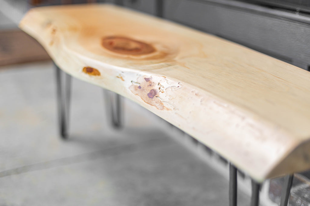 Hairpin Leg 3' Live Edge Bench