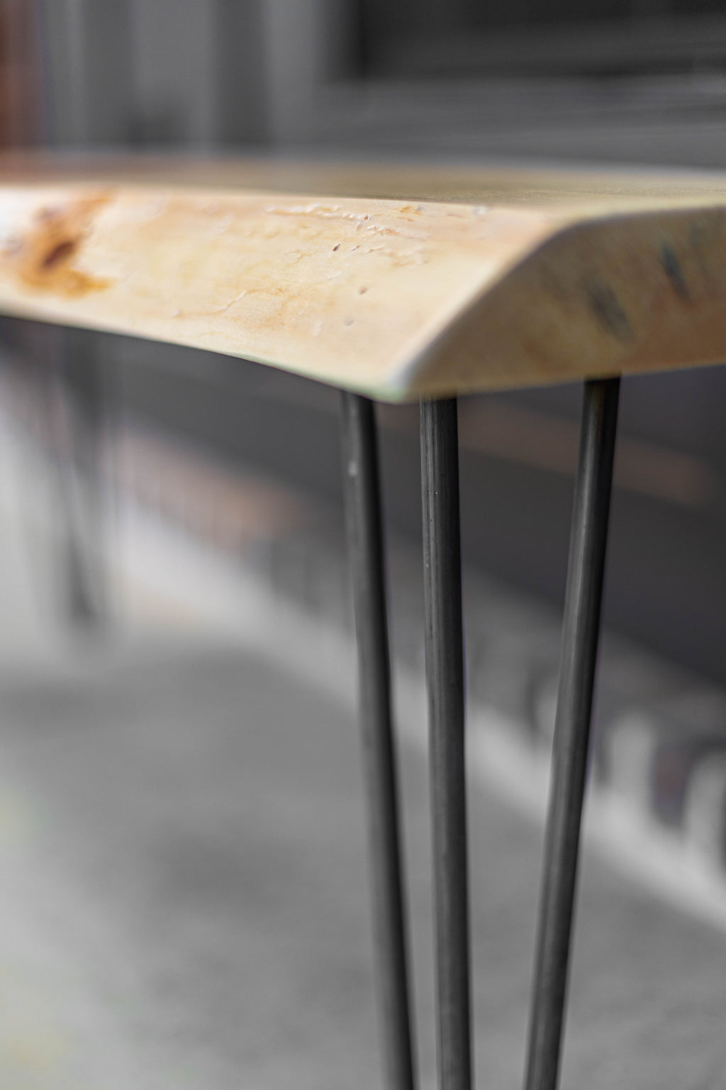 Hairpin Leg 3' Live Edge Bench
