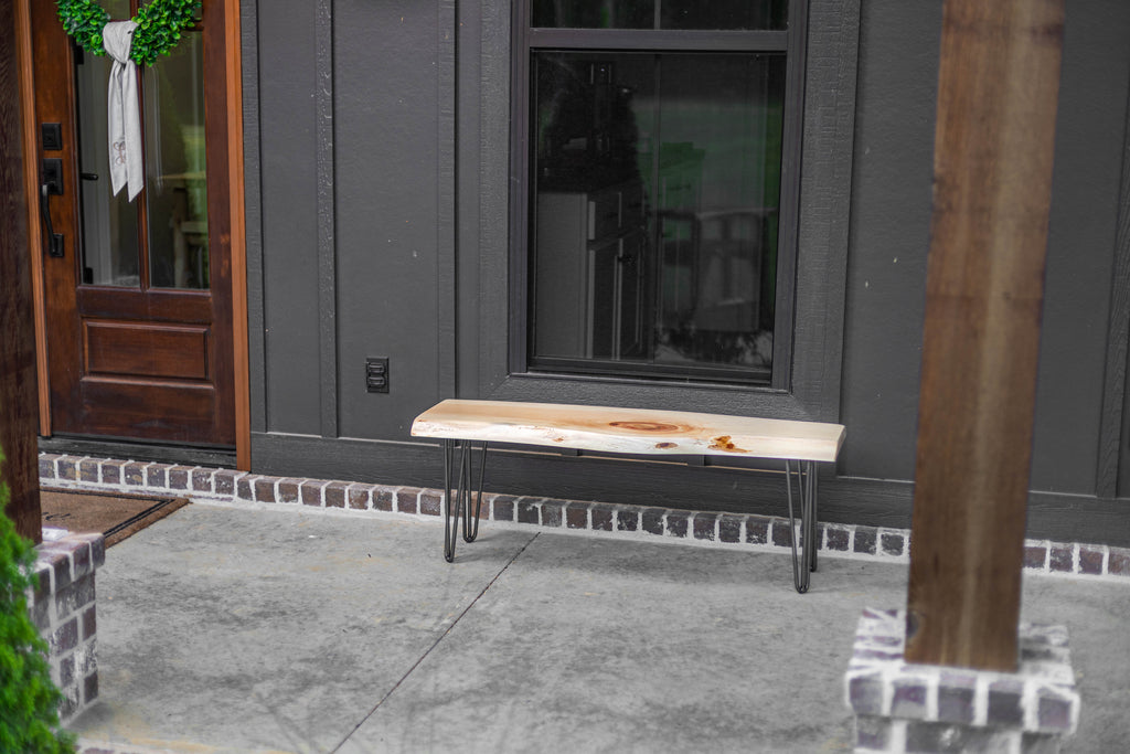 Hairpin Leg 3' Live Edge Bench