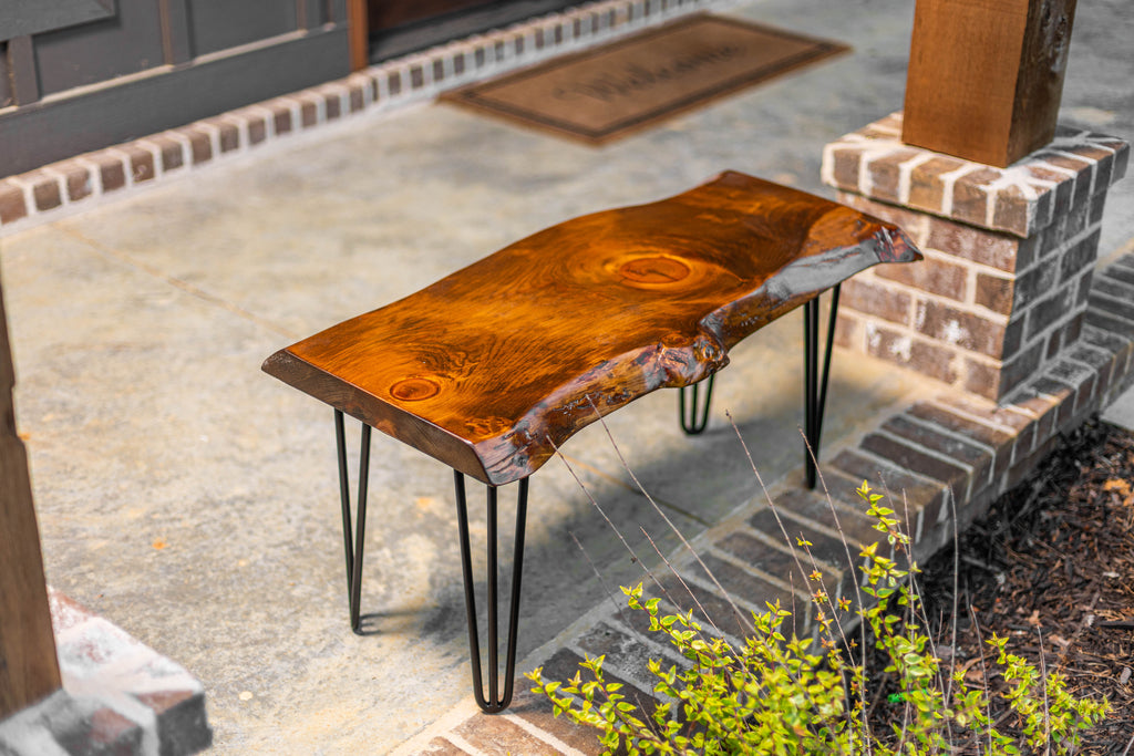 Hairpin Leg 3' Live Edge Bench