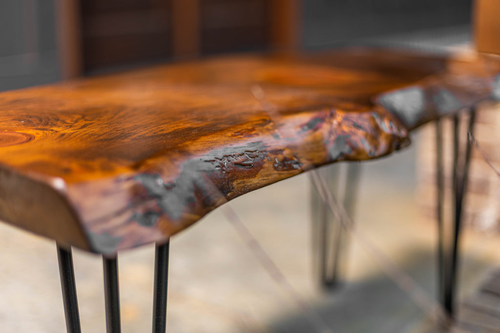 Hairpin Leg 3' Live Edge Bench