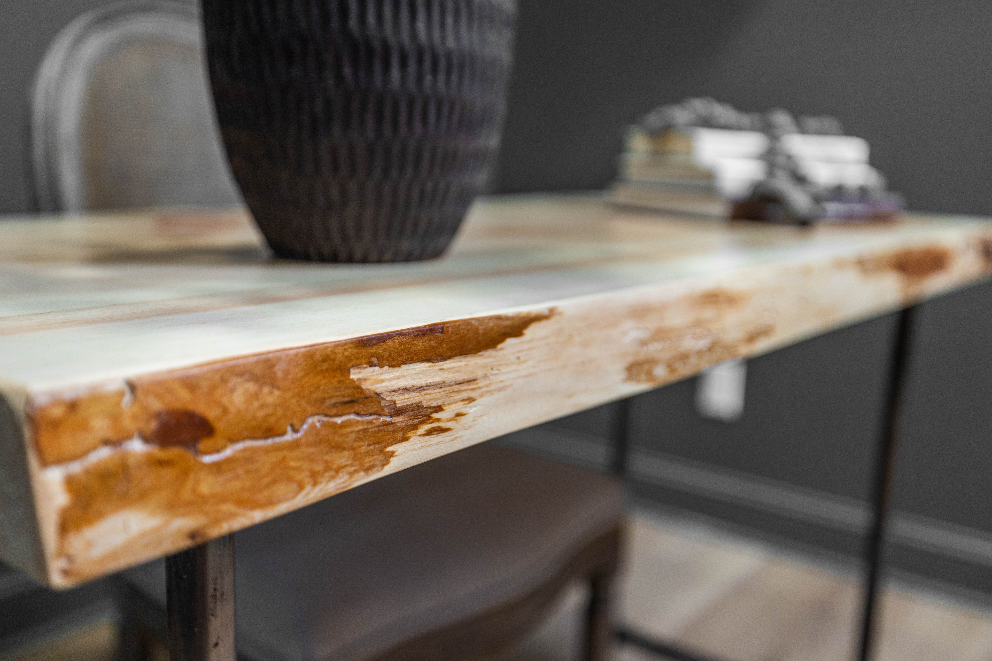 Rustic Live Edge Pine Industrial Steampunk Pipe Desk