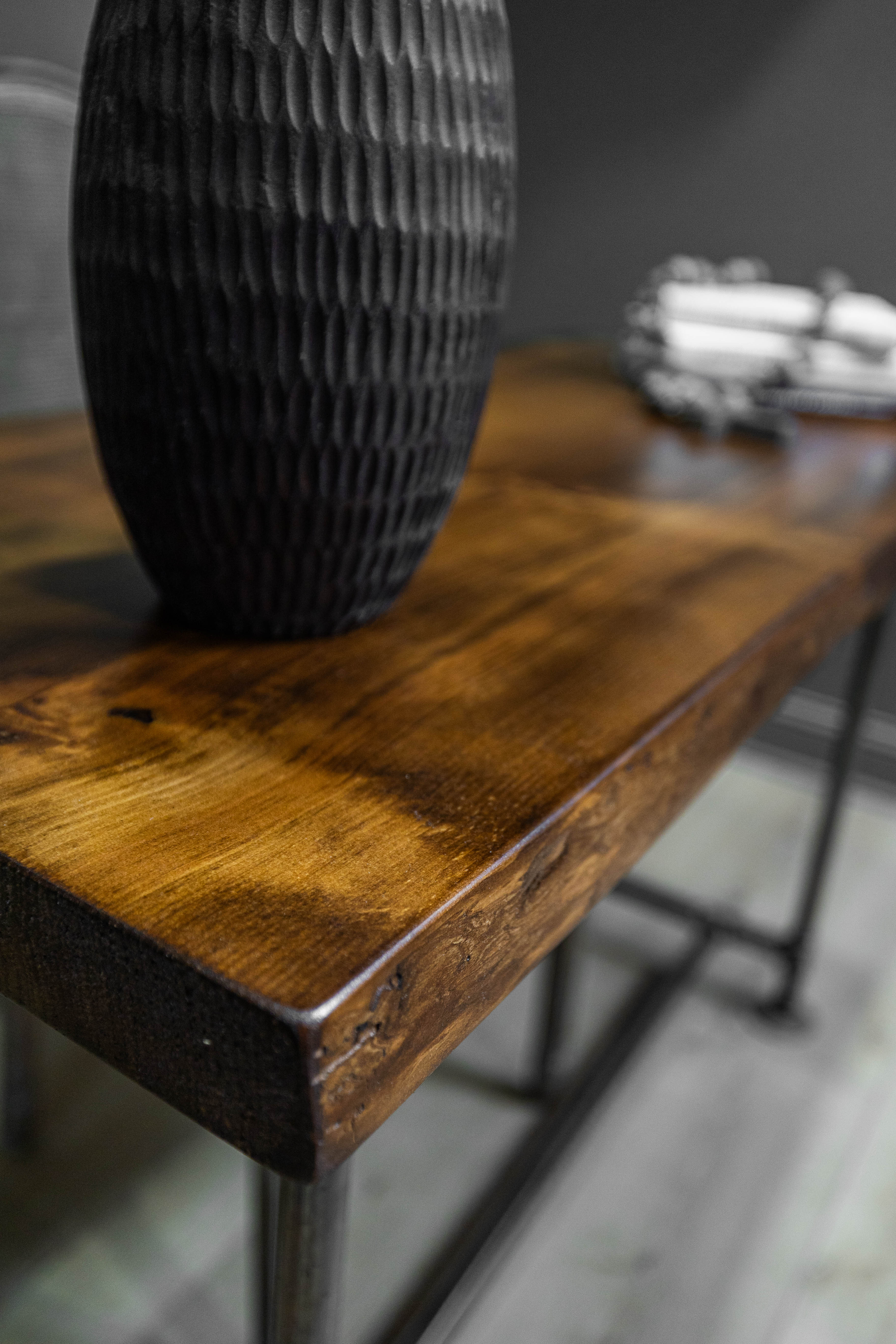 Rustic Live Edge Pine Industrial Steampunk Pipe Desk