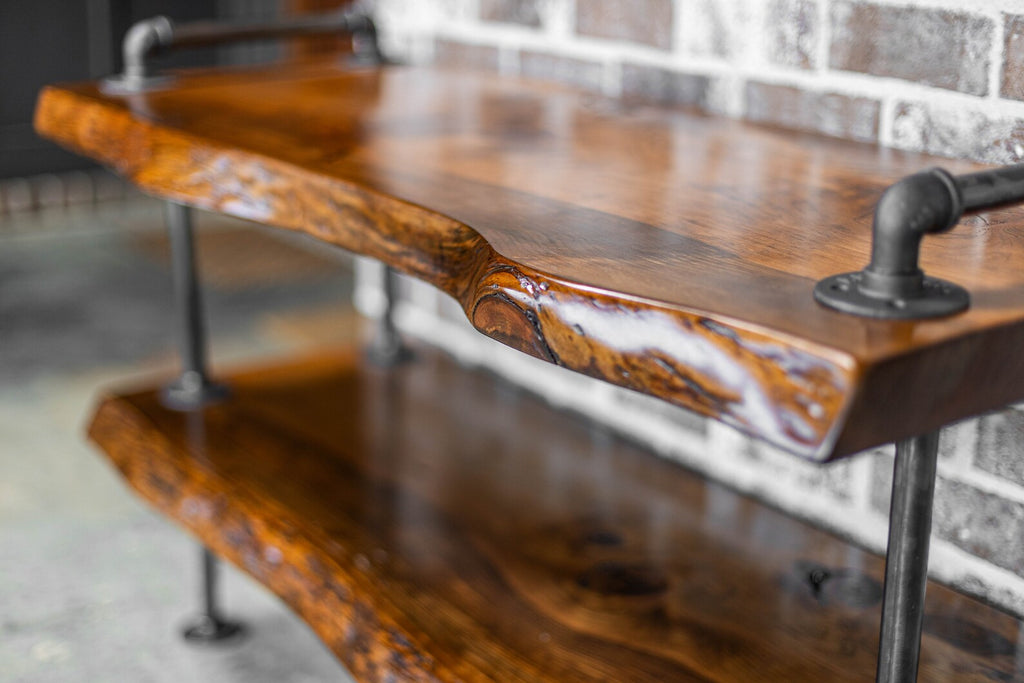 4-Piece Live Edge Wood Furniture Set, Industrial Pipe Legs image 7