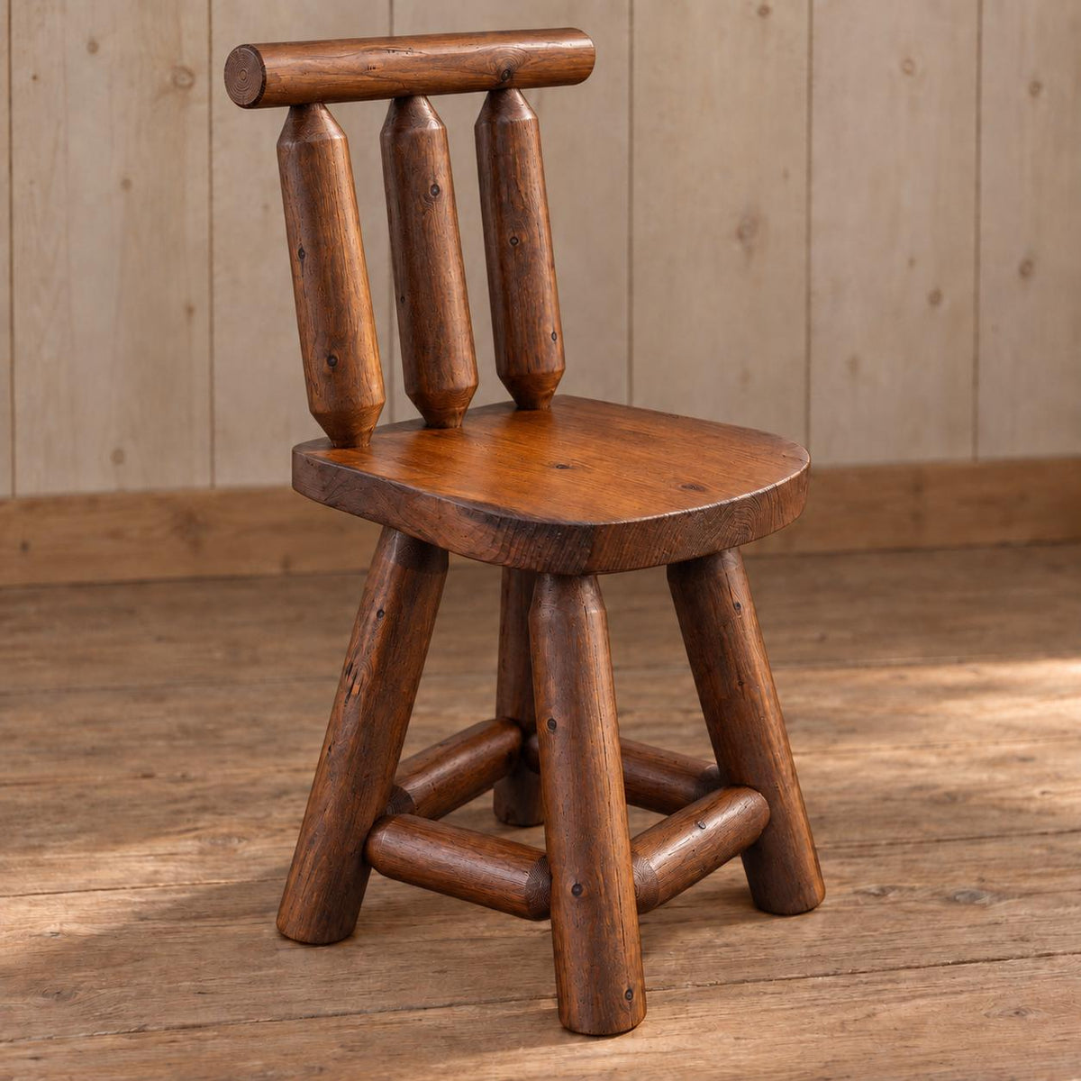 Rustic Cedar Log Barstool with Backrest – 24 or 29 Inch