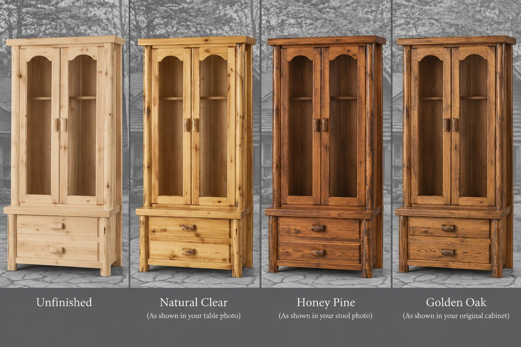 Rustic Log Gun Cabinet – 8, 10 or 12 Guns, Four Finishes