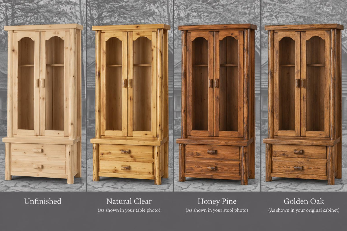 Rustic Log Gun Cabinet – 8, 10 or 12 Guns, Four Finishes
