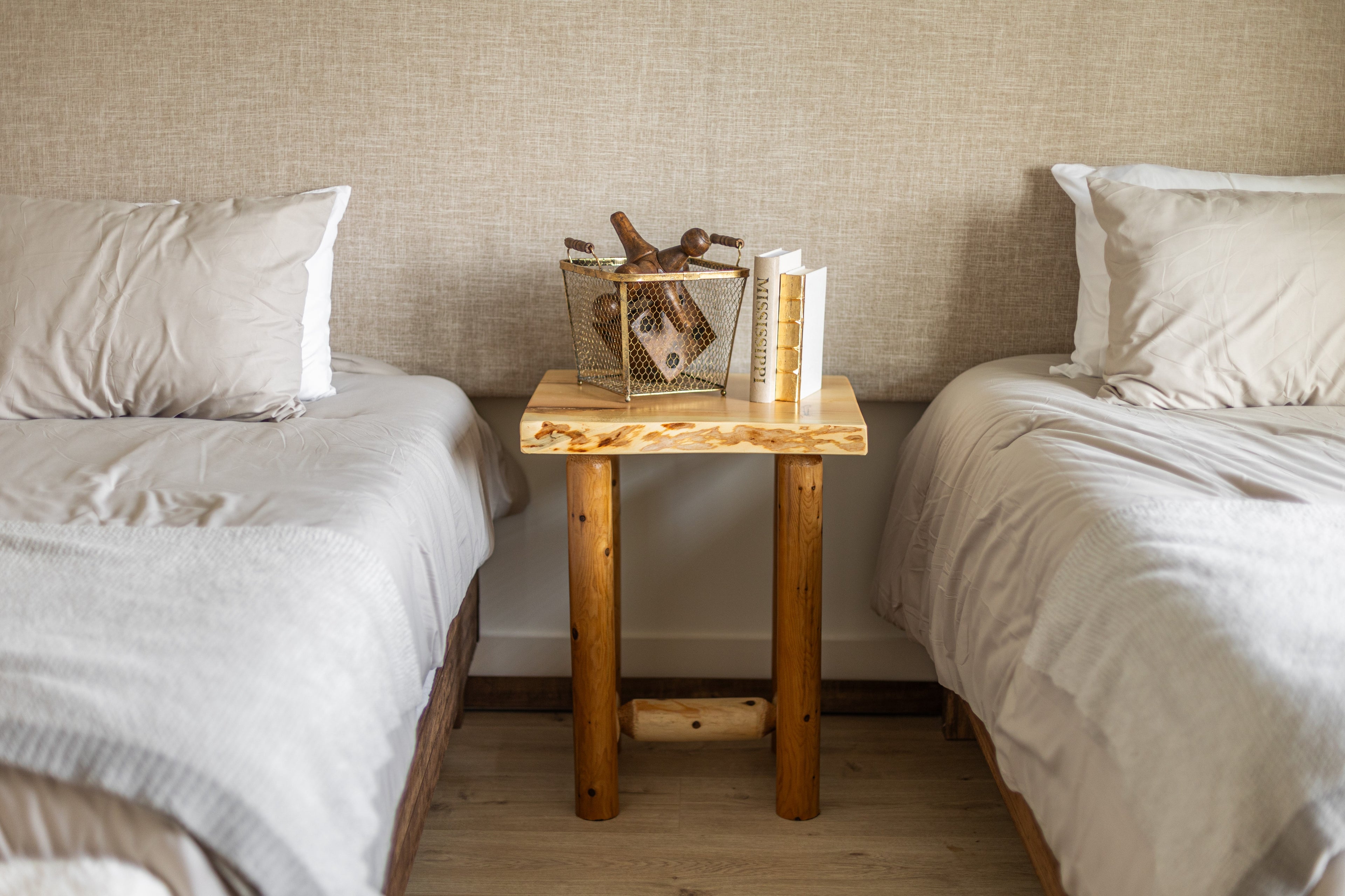 Rustic Log Live Edge Wooden Nightstand