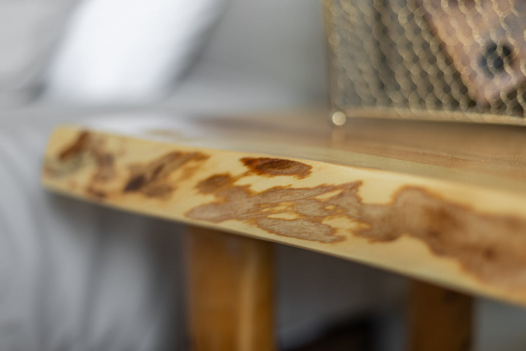 Rustic Log Live Edge Wooden Nightstand
