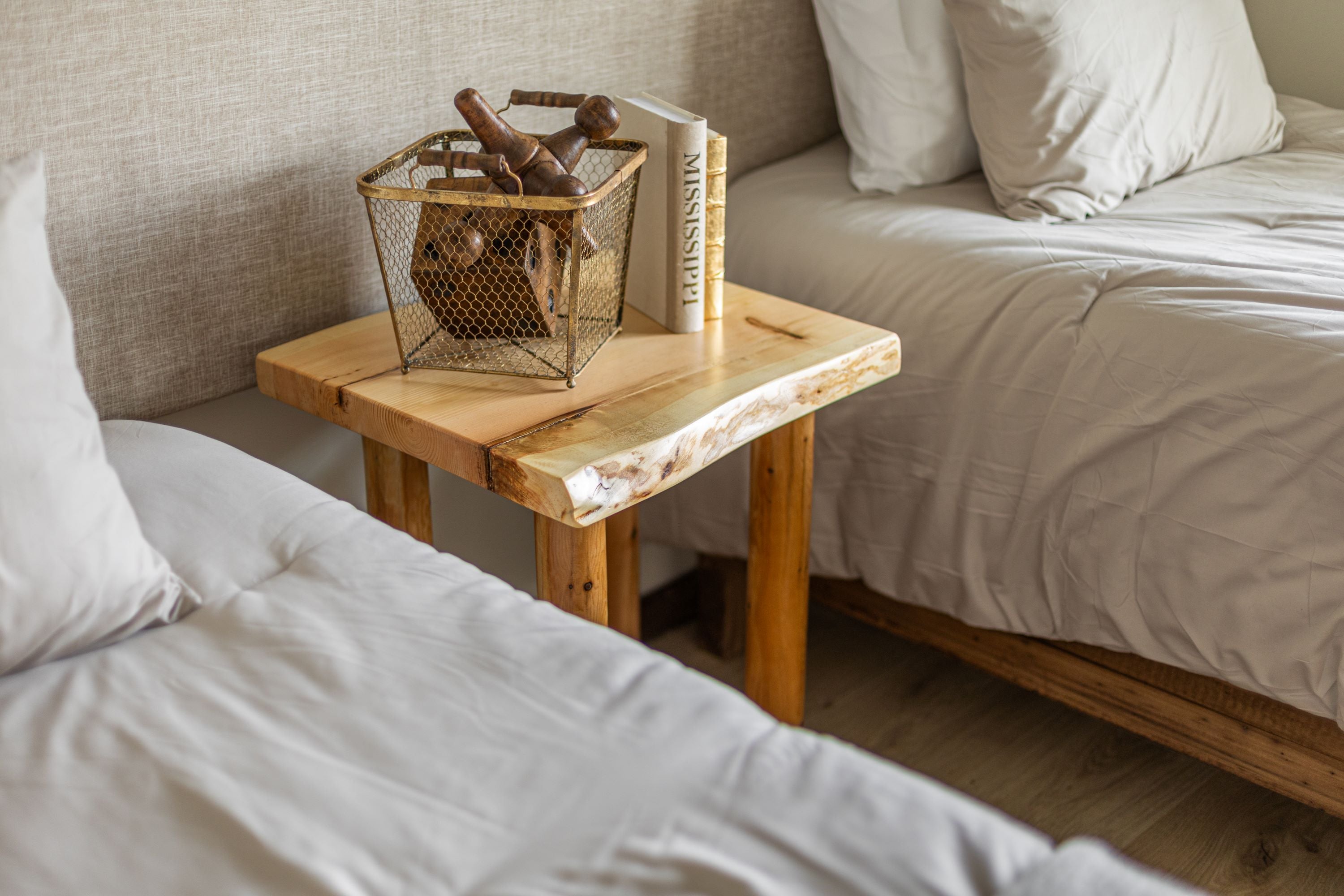 Rustic Log Live Edge Wooden Nightstand